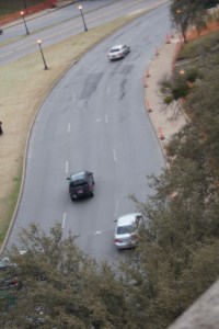 The X's on the street mark the two spots where JFK was shot.