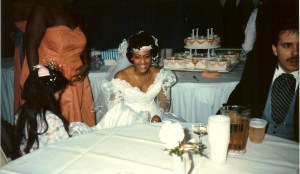 Our 1 and only brief moment to sit during our wedding & reception